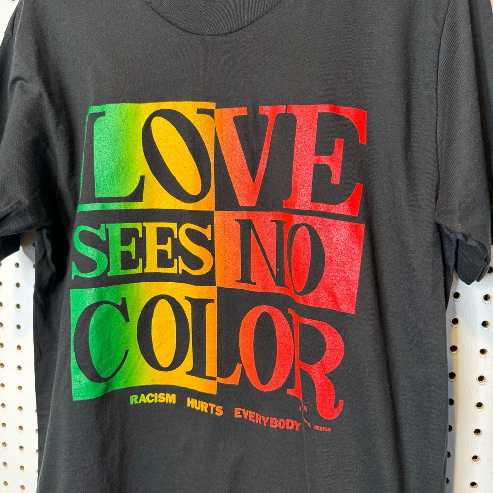 Vintage | 1991 Single Stitch Love See No Color Racism Hurts Everybody‎ T-Shirt - Picture 3 of 6